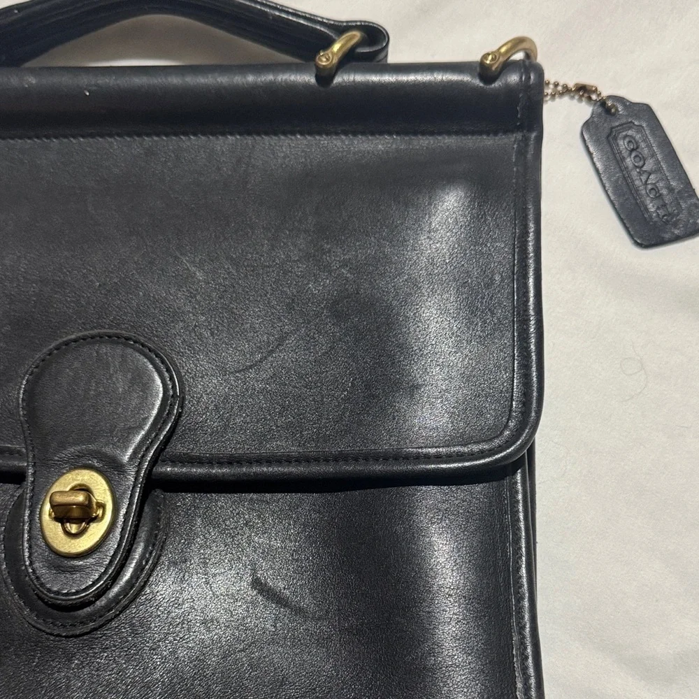 Coach Black Leather Satchel with Gold Details - Picture 3 of 6